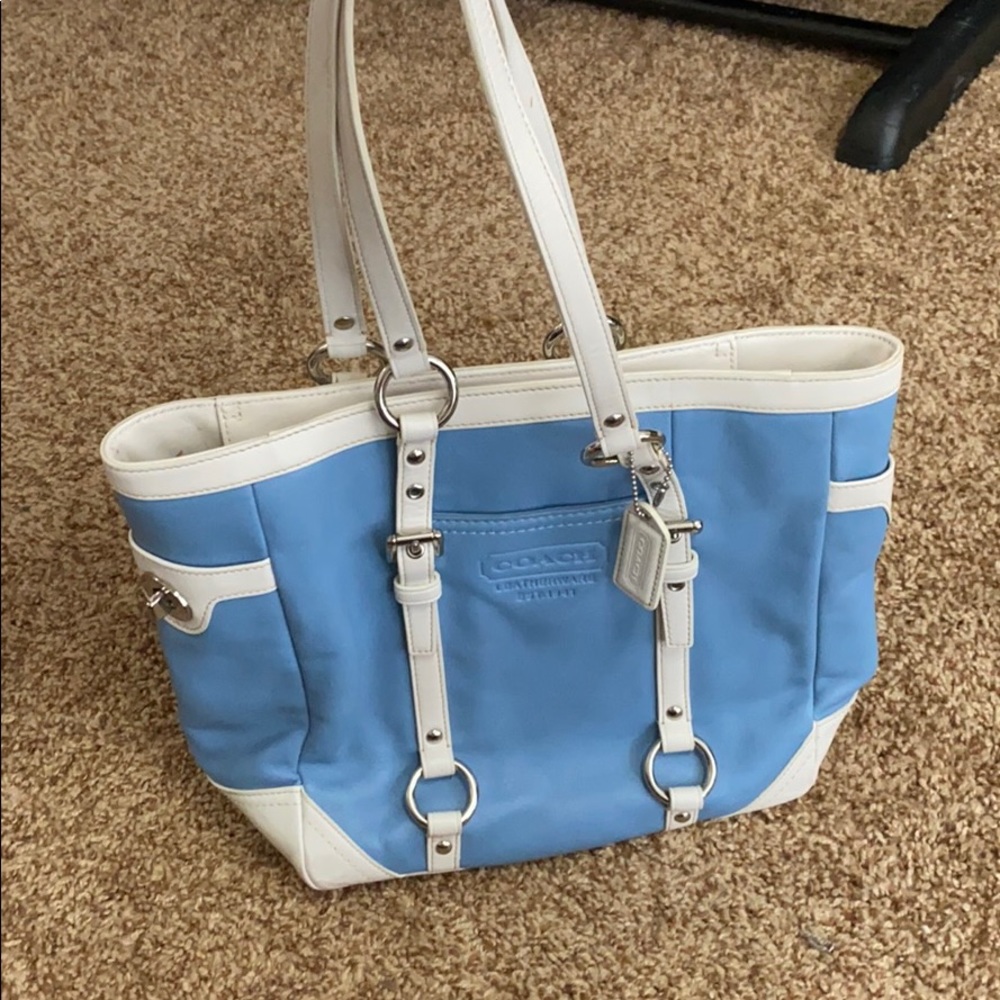 Blue and white Coach bag